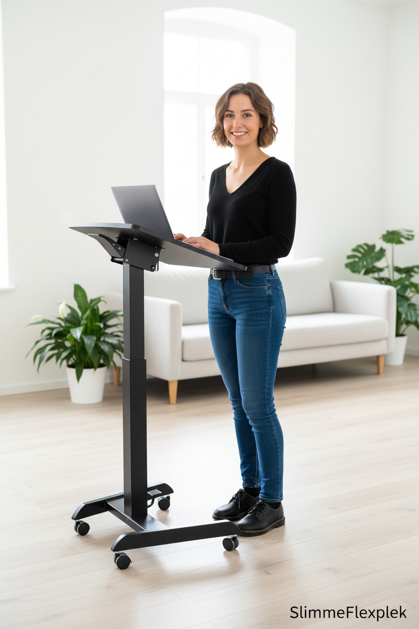 Easy Desk staand - andere vrouw en sfeer - SlimmeFlexplek