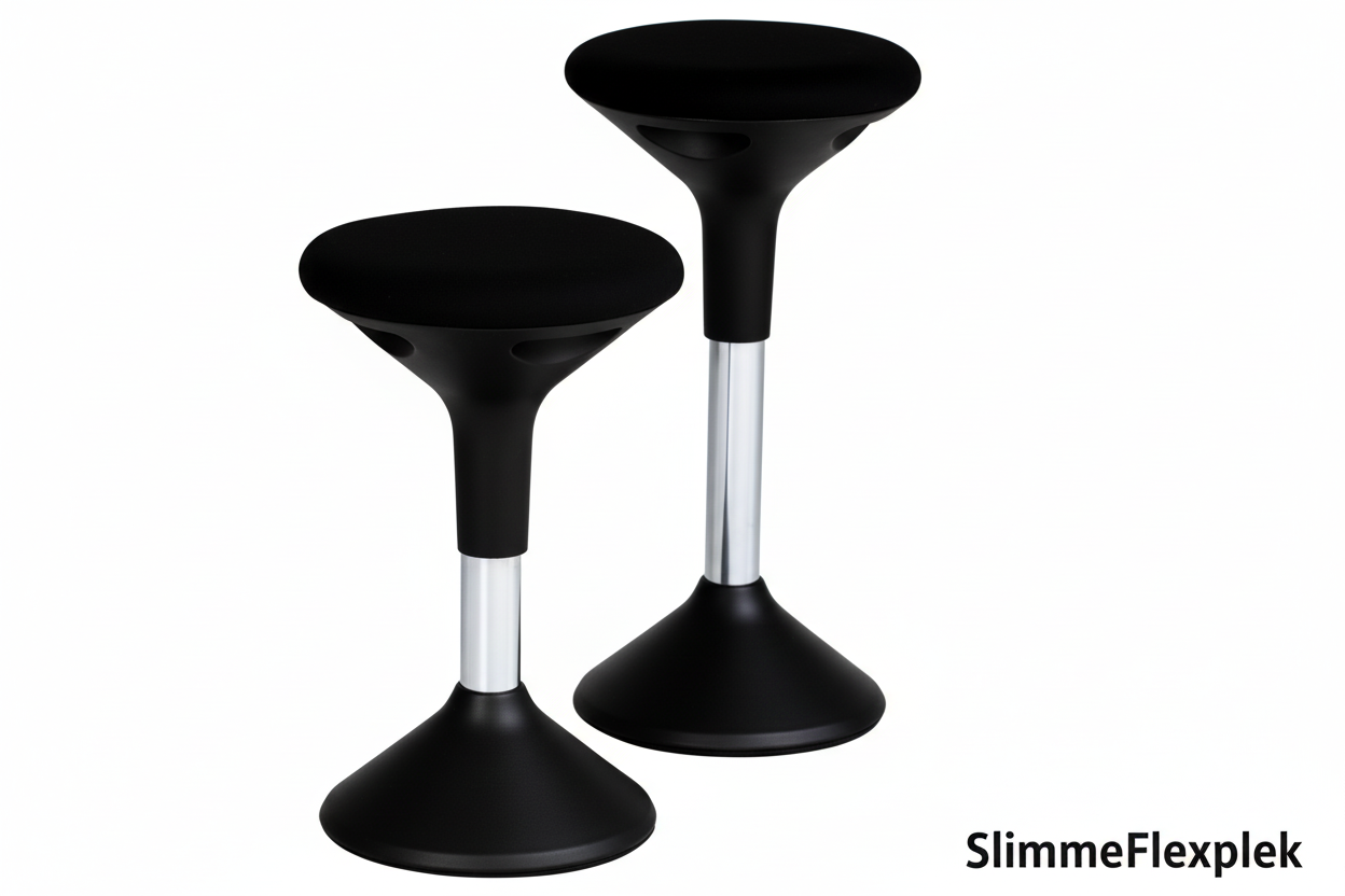 Ergonomische actieve kruk zwart exact zelfde compositie - SlimmeFlexplek