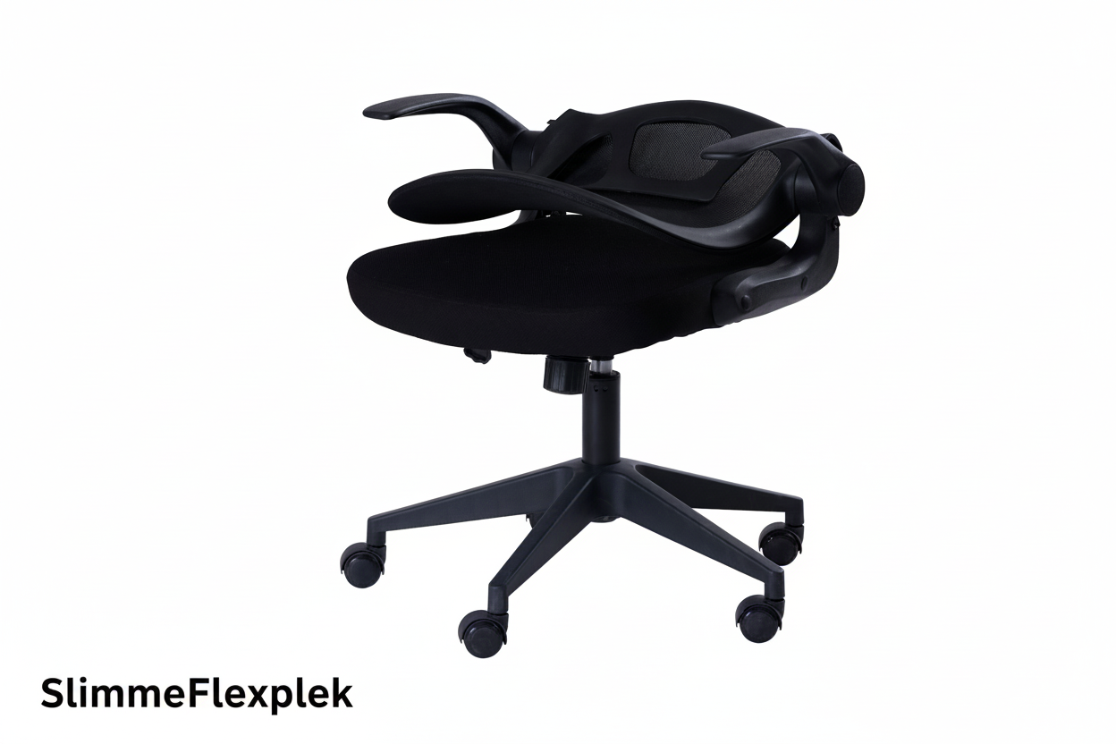 Ergonomische bureaustoel zwart zijaanzicht - SlimmeFlexplek