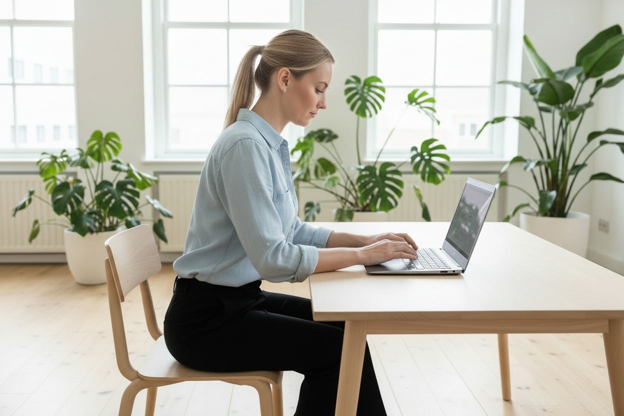 Slechte houding alleen laptop
