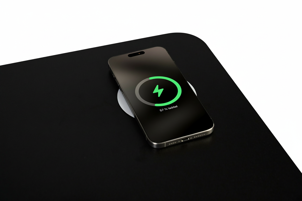 Smartphone opladen op draadloze oplaadtafel - zonder logo