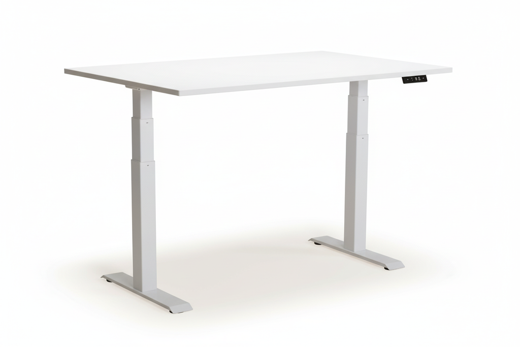 Wit zit-sta bureau met bedieningspaneel