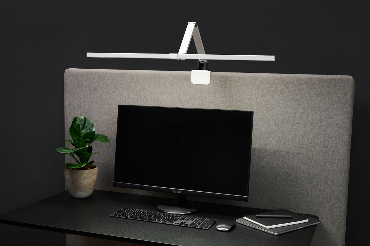 Witte monitorlamp detail close-up - zonder logo