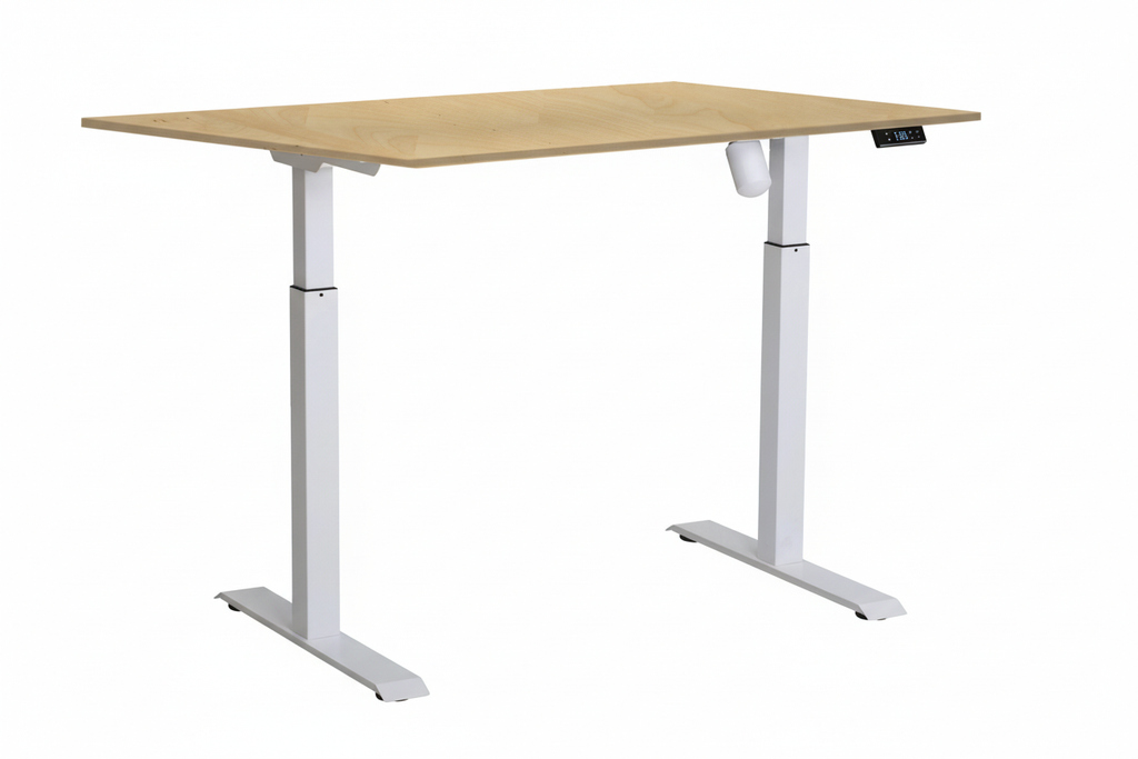 Zit-sta bureau berken/wit met bedieningspaneel