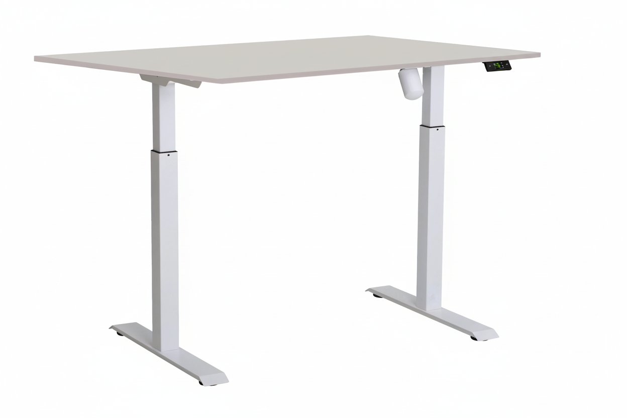 Zit-sta bureau grijs/wit met bedieningspaneel
