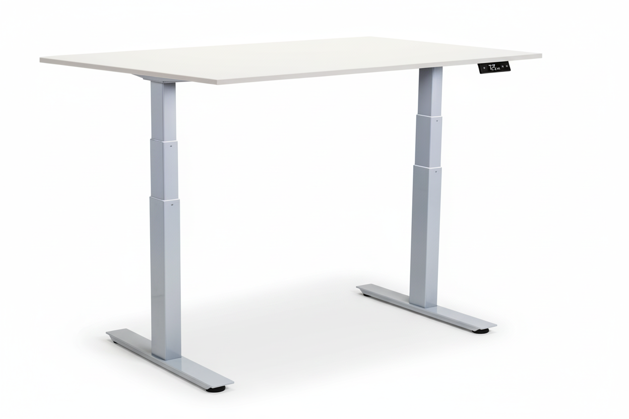 Zit-sta bureau wit/grijs met bedieningspaneel