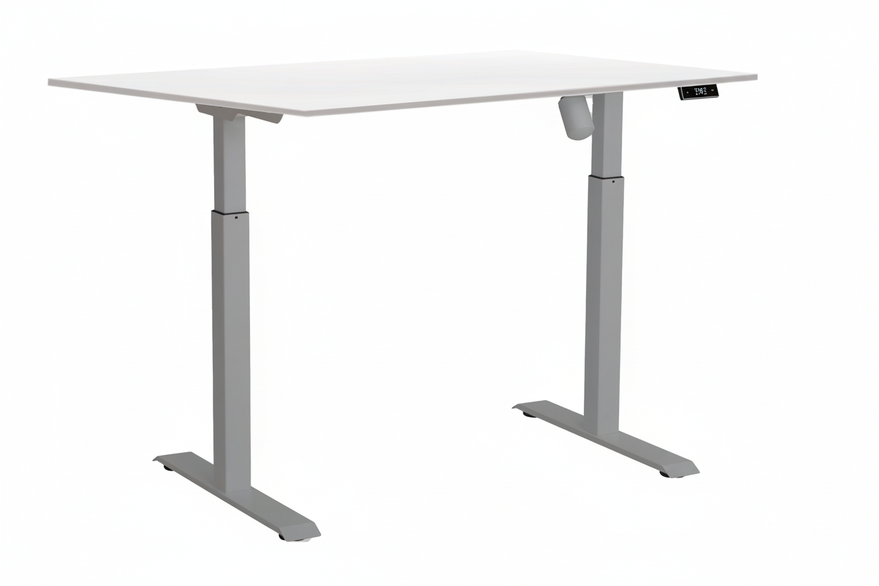 Zit-sta bureau wit/grijs met bedieningspaneel