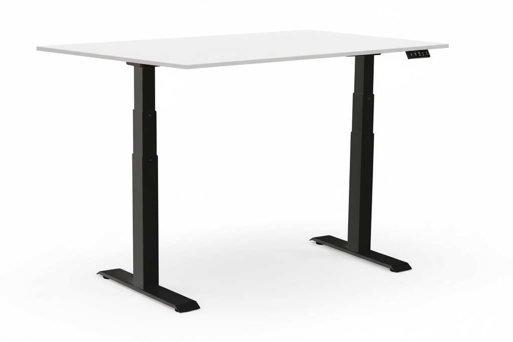 Zit-sta bureau wit/zwart met bedieningspaneel