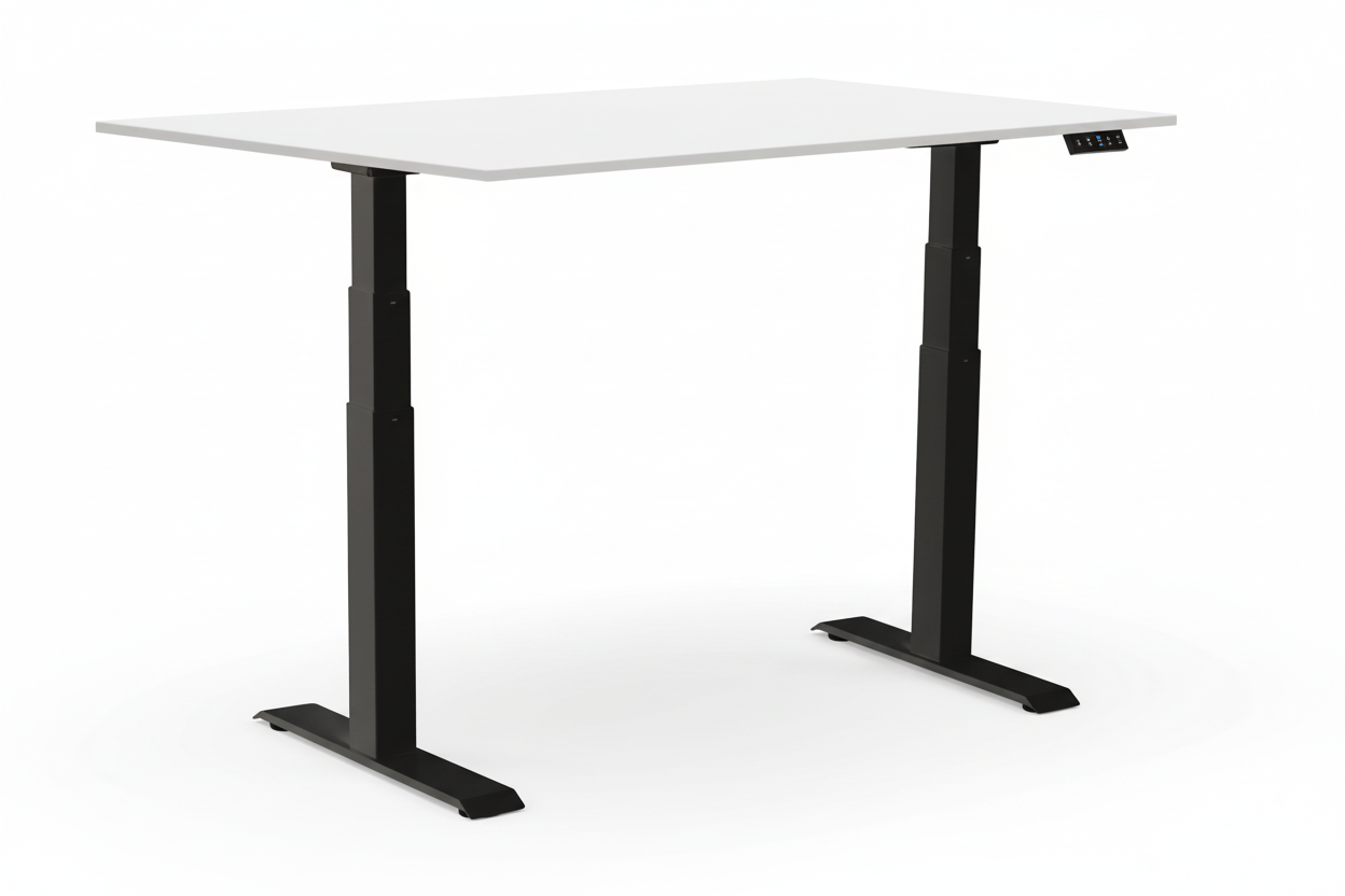 Zit-sta bureau wit/zwart met bedieningspaneel