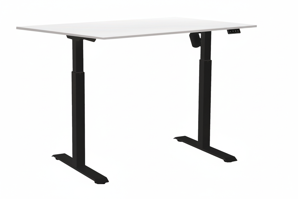 Zit-sta bureau wit/zwart met bedieningspaneel