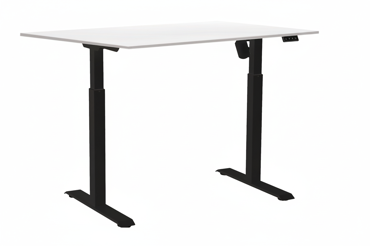 Zit-sta bureau wit/zwart met bedieningspaneel