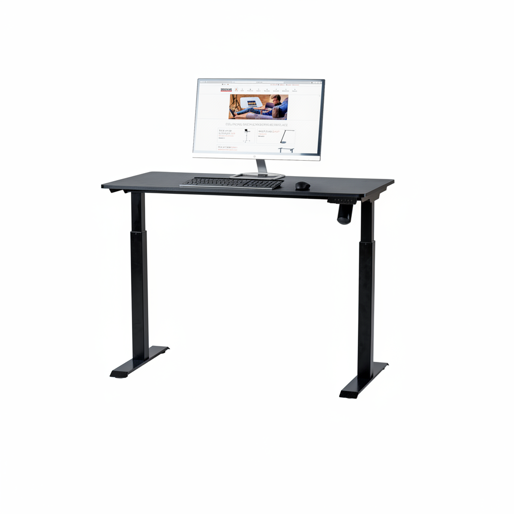 Zwart zit-sta bureau met setup andere hoek - zonder logo
