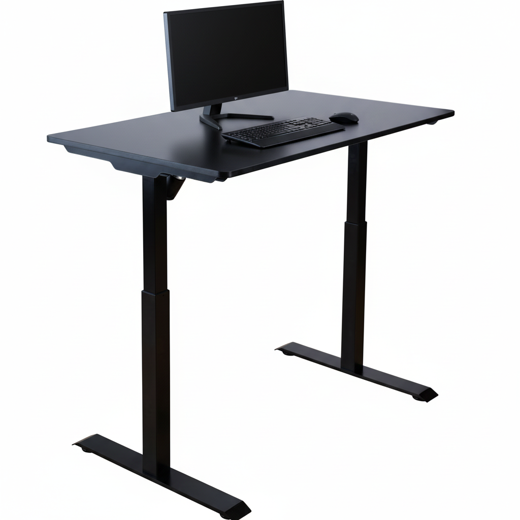 Zwart zit-sta bureau met setup - zonder logo